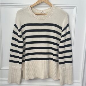 Striped Black and Cream Women's Cotton Knit Sweater